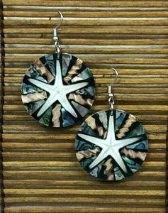 Starfish and Sea Shell Earrings in Cream