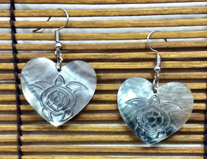 Etched Turtle Sea Shell Earrings