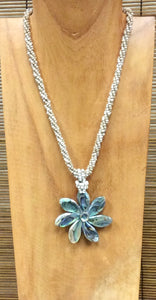 Abalone Flower Necklace in Cream