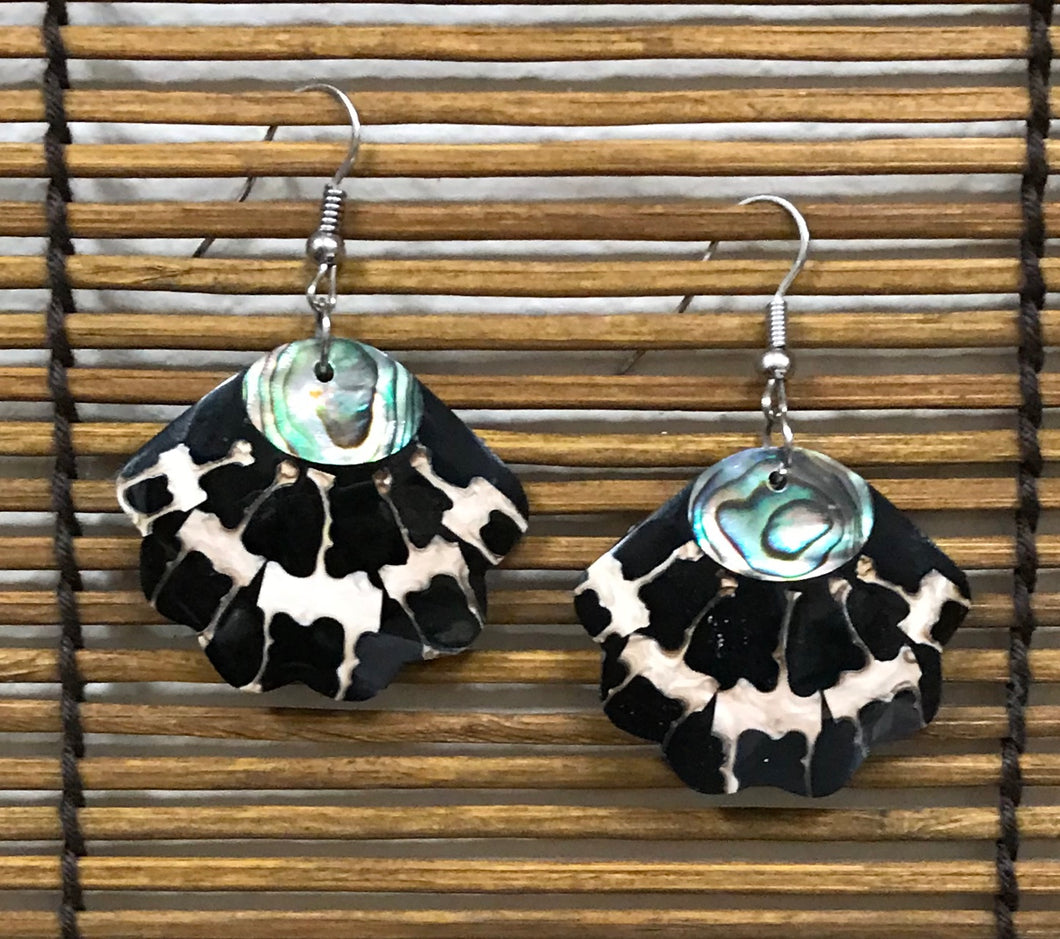 Fan-shaped Sea Shell Earrings in Black